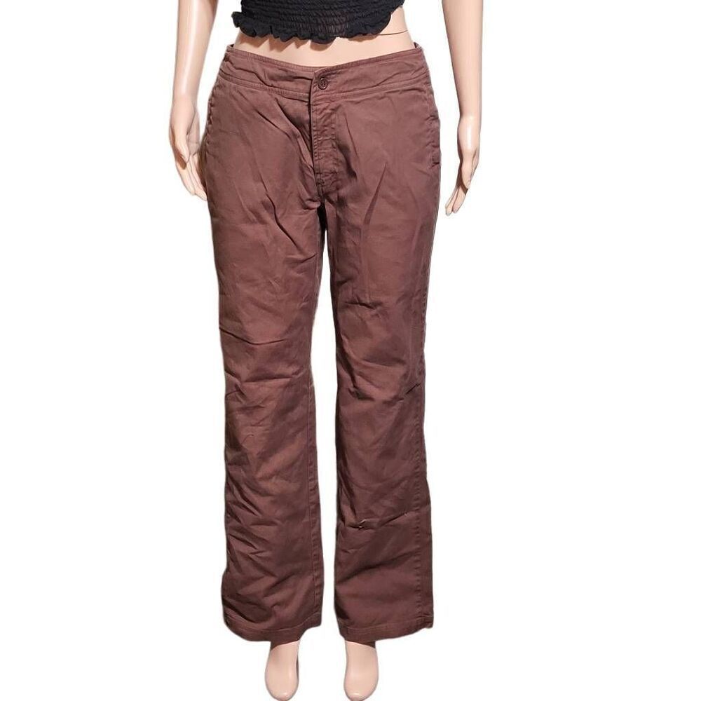 women's drawstring  wide leg mid rise brown elastic waist  pants size M